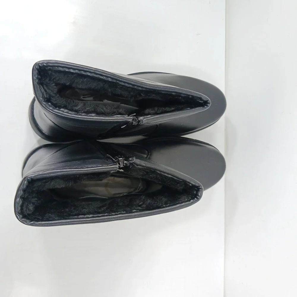 Mens Black Faux Fur Lined Side Zip Winter Boots Style 7703 Size 12